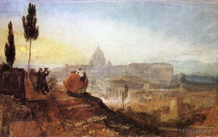 Joseph Mallord William Turner Peinture à l'huile - Rome St Pierre depuis la Villa Barberini