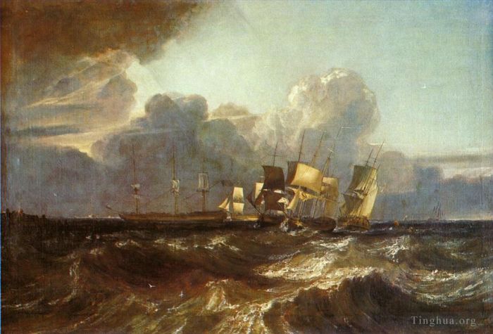 Joseph Mallord William Turner Peinture à l'huile - Navires en route vers Anchorage, alias le morceau de mer d'Egremont