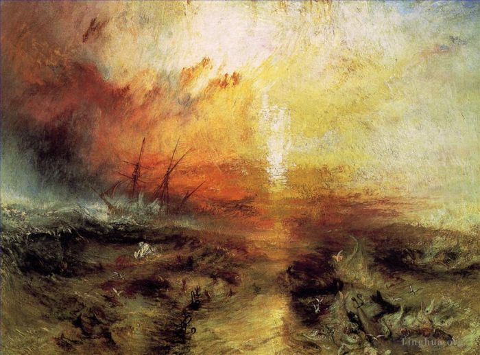Joseph Mallord William Turner Peinture à l'huile - Les esclavagistes jettent par-dessus bord la mort et l'agonie