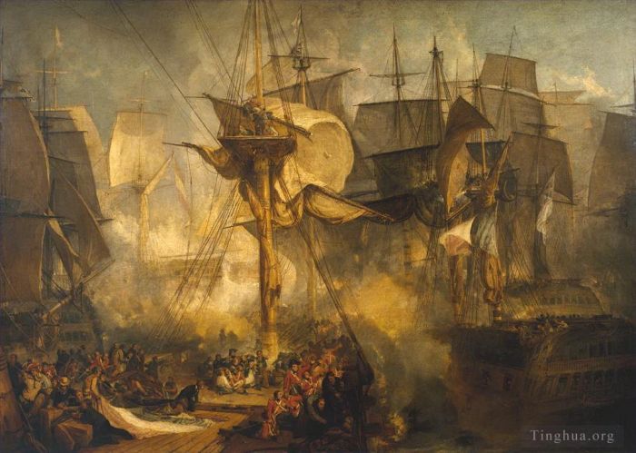 Joseph Mallord William Turner Peinture à l'huile - La bataille de Trafalgar vue depuis les haubans tribord Mizen du Victory Turner