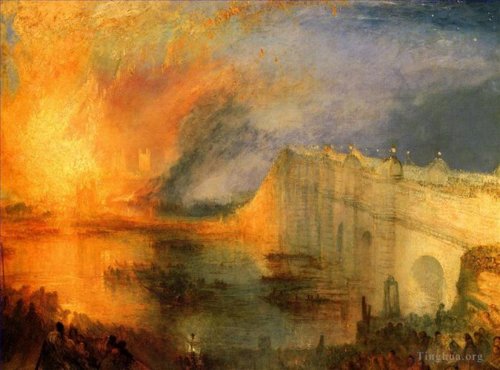 Joseph Mallord William Turner Peinture à l'huile - L'incendie de la Maison des Lords et des Communes