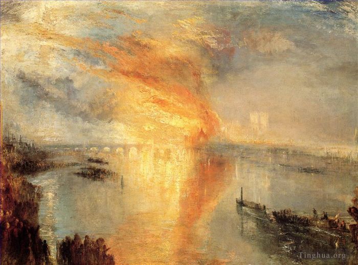 Joseph Mallord William Turner Peinture à l'huile - L'incendie de la Chambre des Lords et des Communes