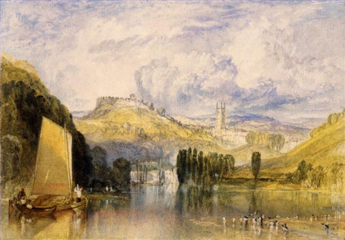 Joseph Mallord William Turner Peinture à l'huile - Totnes dans la rivière Dart