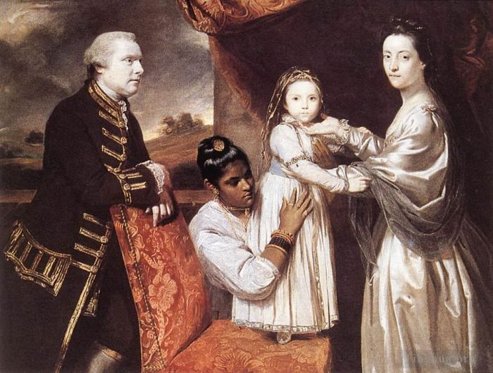 Sir Joshua Reynolds Peinture à l'huile - George Clive et sa famille