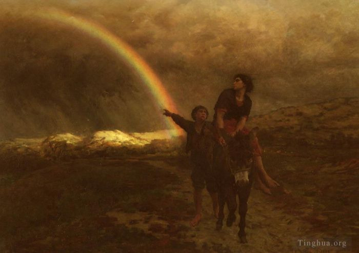 Jules Adolphe Aimé Louis Breton Peinture à l'huile - The Rainbow