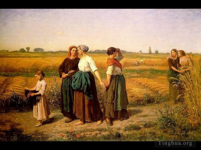 Jules Adolphe Aimé Louis Breton Peinture à l'huile - Les faucheurs