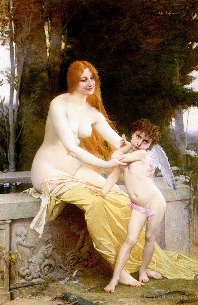 Jules Joseph Lefebvre Peinture à l'huile - L'Amour Blessé nue