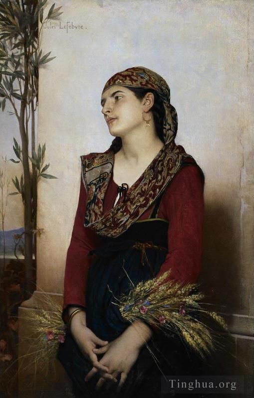 Jules Joseph Lefebvre Peinture à l'huile - Beauté méditerranéenne