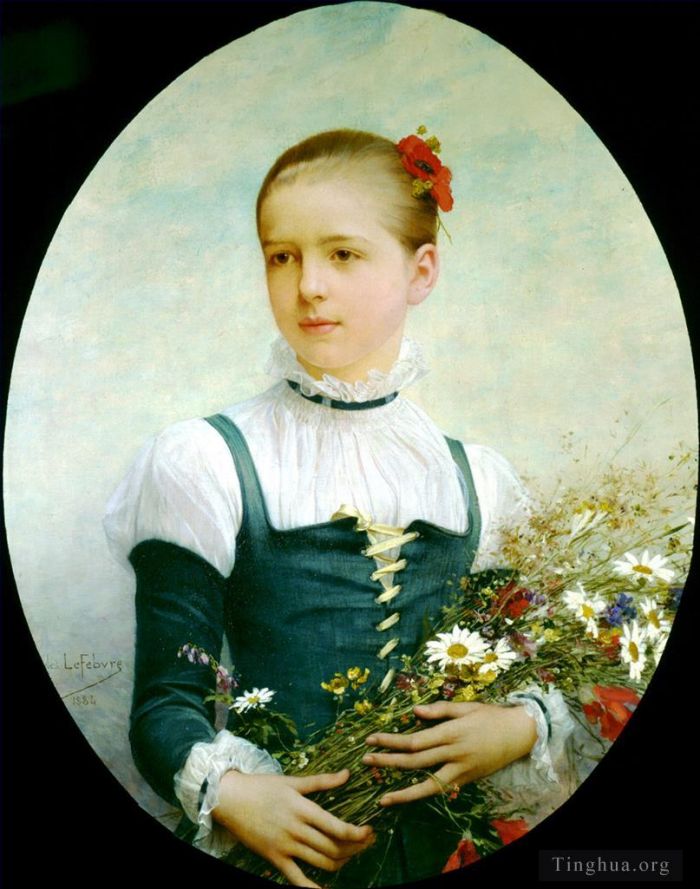 Jules Joseph Lefebvre Peinture à l'huile - Portrait d'Edna Barger du Connecticut 1884