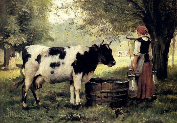 Julien Dupré Peinture à l'huile - La laitière