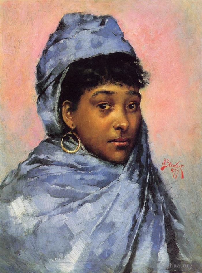 Julius LeBlanc Stewart Peinture à l'huile - Jeune femme en bleu
