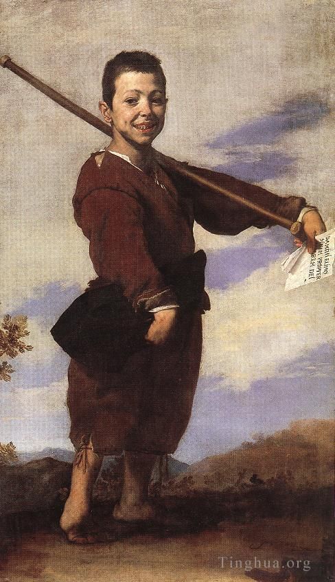 Giuseppe Ribera Peinture à l'huile - Garçon aux pieds bots
