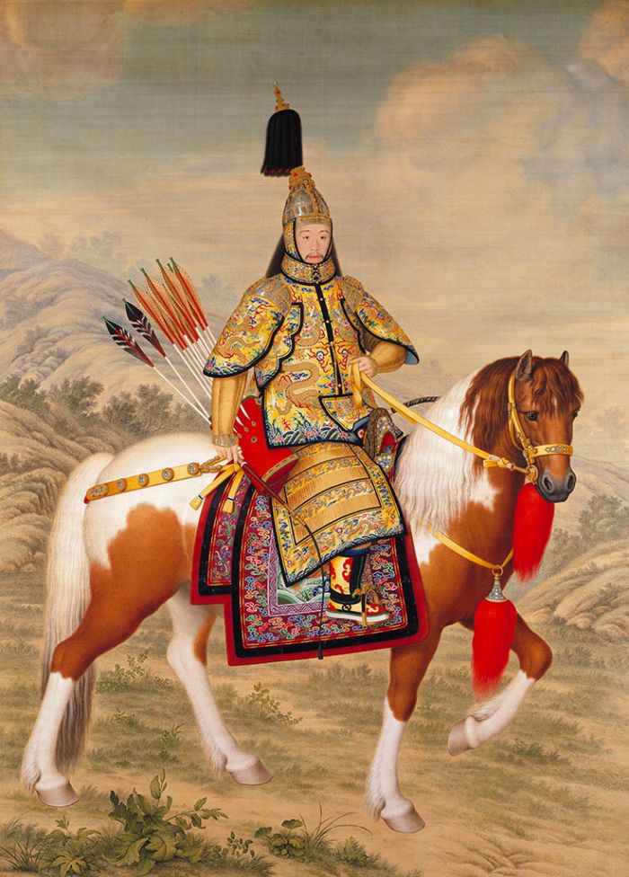 Giuseppe Castiglione Art Chinois - L'empereur Qianlong en armure de cérémonie à cheval