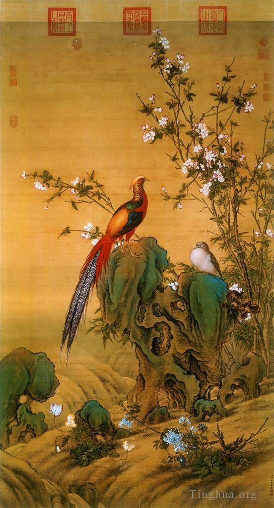 Giuseppe Castiglione Art Chinois - Oiseaux au printemps
