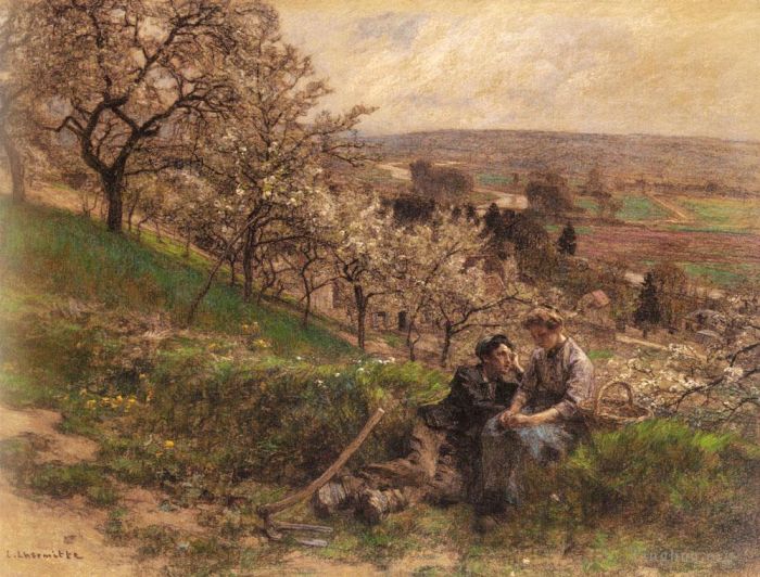 Léon Augustin L'hermitte Peinture à l'huile - Avril
