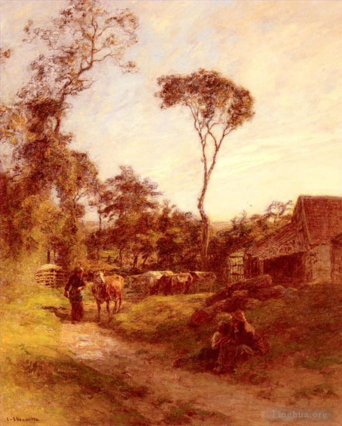 Léon Augustin L'hermitte Peinture à l'huile - La Ferme De Sombre