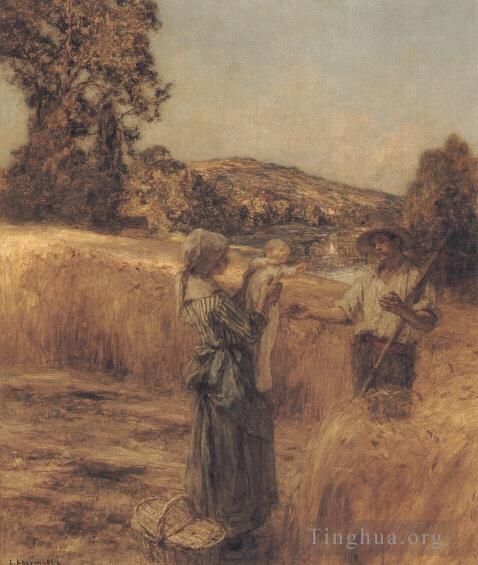 Léon Augustin L'hermitte Peinture à l'huile - L'enfant des Faucheurs