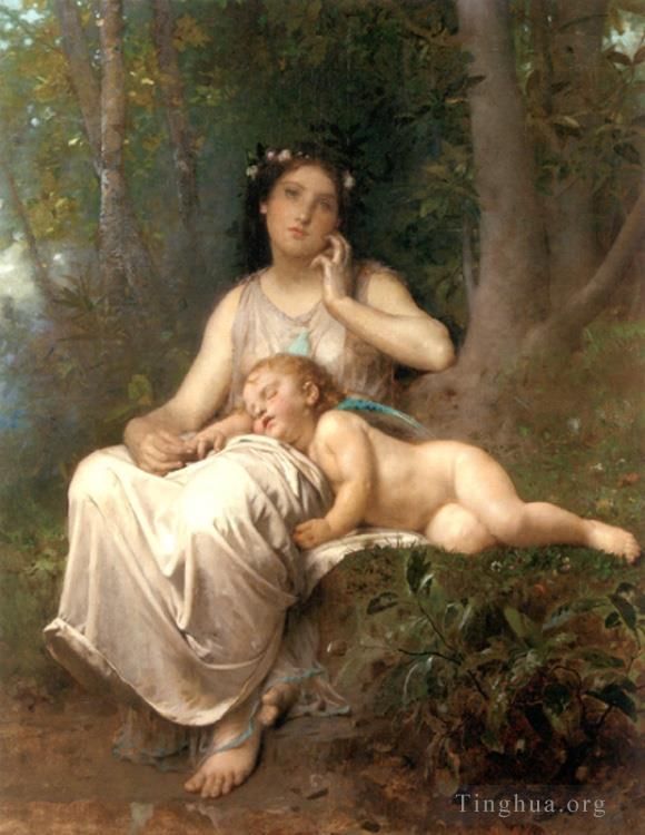 Léon-Jean-Bazille Perrault Peinture à l'huile - Amour et innocence 1884