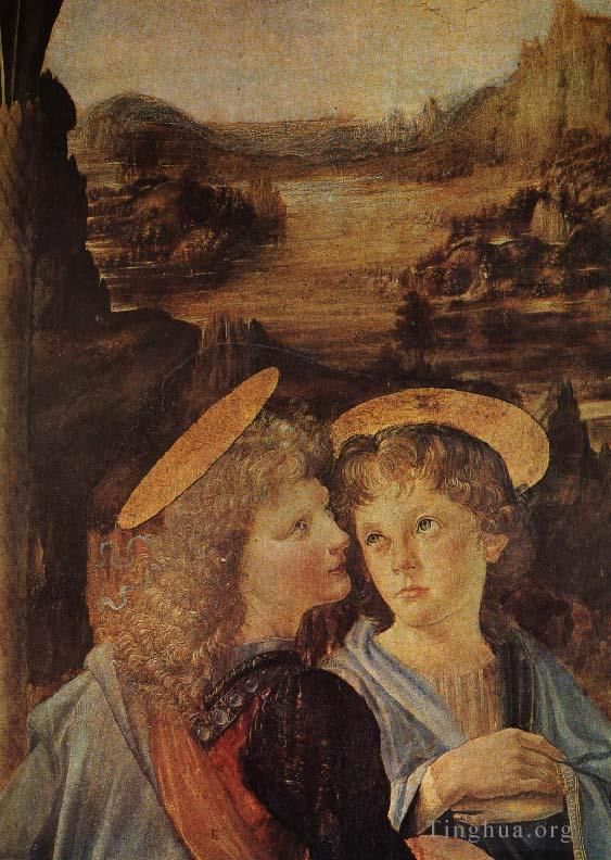 Léonard de Vinci Peinture à l'huile - Baptême du Christ