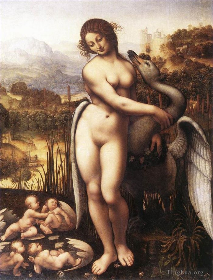 Léonard de Vinci Peinture à l'huile - Léda et le cygne 1505