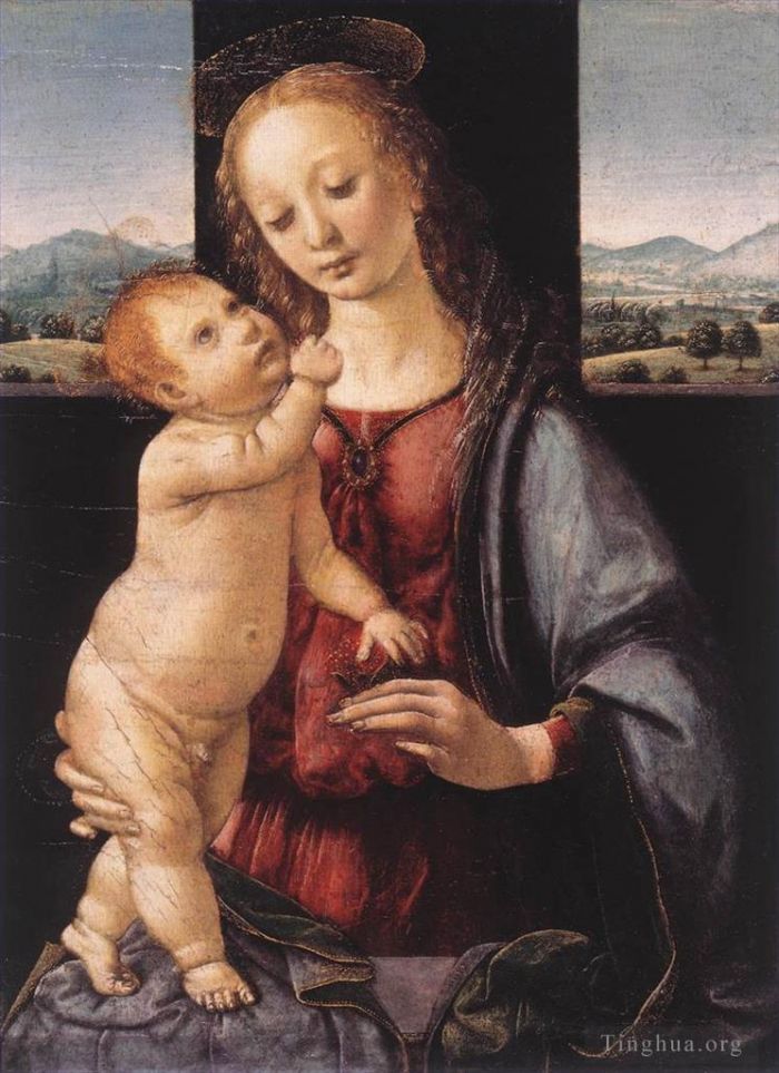 Léonard de Vinci Peinture à l'huile - Vierge à l'Enfant avec une grenade
