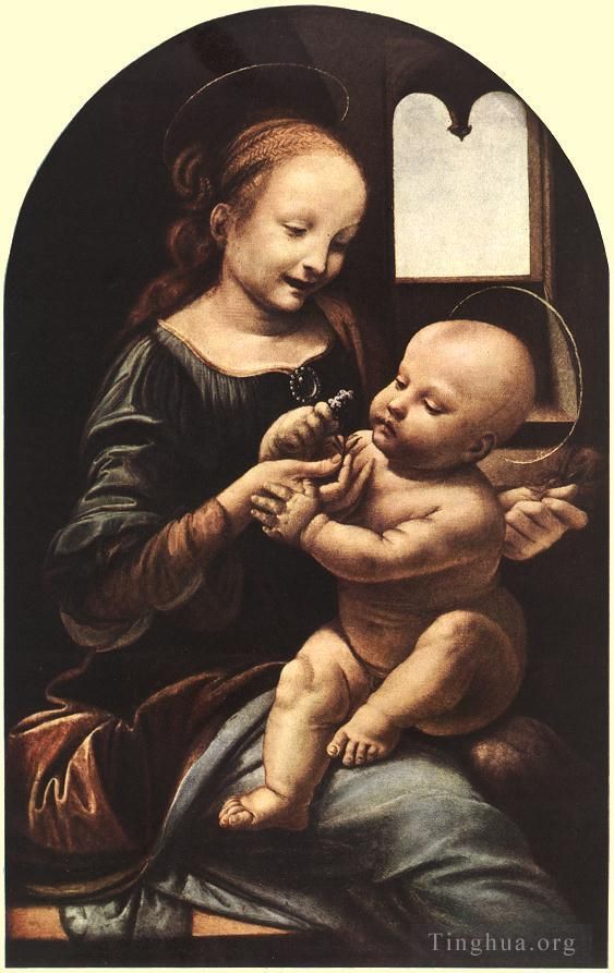 Léonard de Vinci Peinture à l'huile - Madone avec fleur