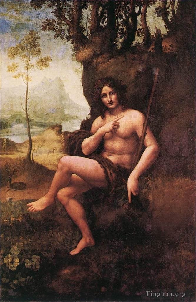 Léonard de Vinci Peinture à l'huile - Saint Jean dans le désert Bacchus