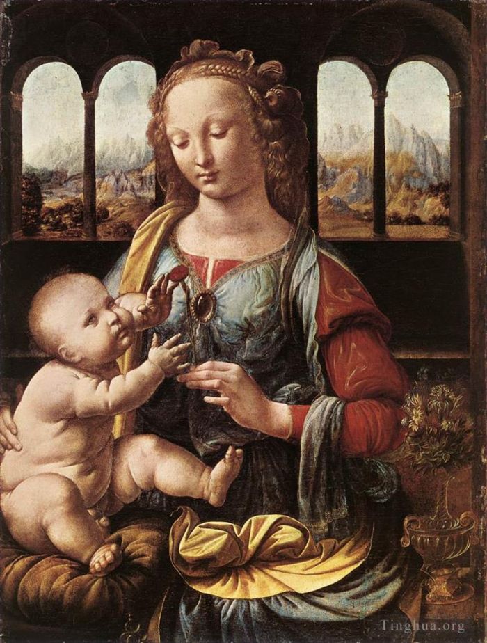 Léonard de Vinci Peinture à l'huile - La Madone à l'Œillet