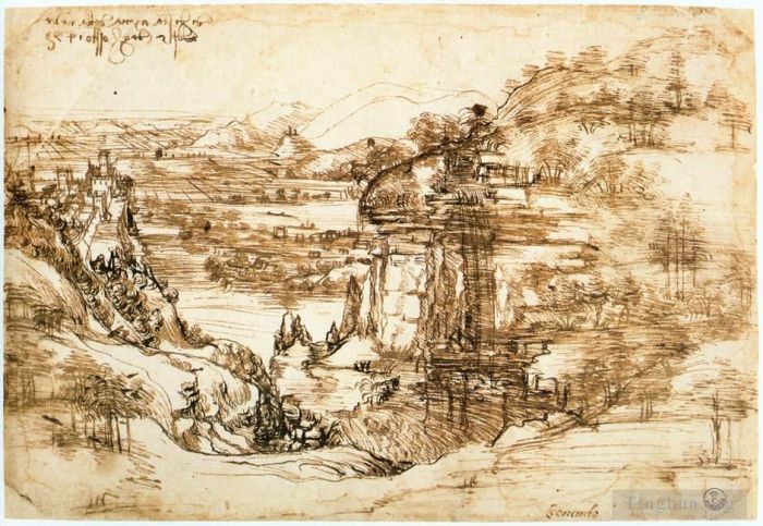 Léonard de Vinci Types de peintures - Dessin de paysage pour Santa Maria della Neve le 5 août 1473