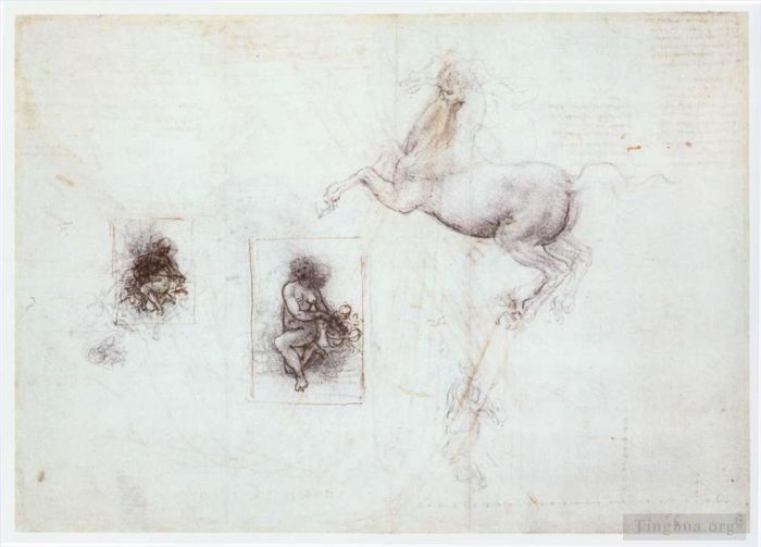 Léonard de Vinci Types de peintures - Etudes de Léda et d'un cheval