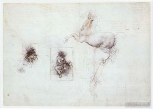 Léonard de Vinci œuvres - Etudes de Léda et d'un cheval