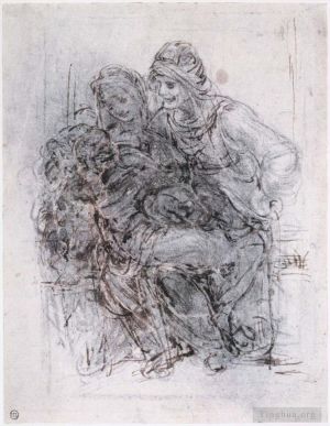 Léonard de Vinci œuvres - Etude de Sainte Anne Marie et de l'Enfant Jésus