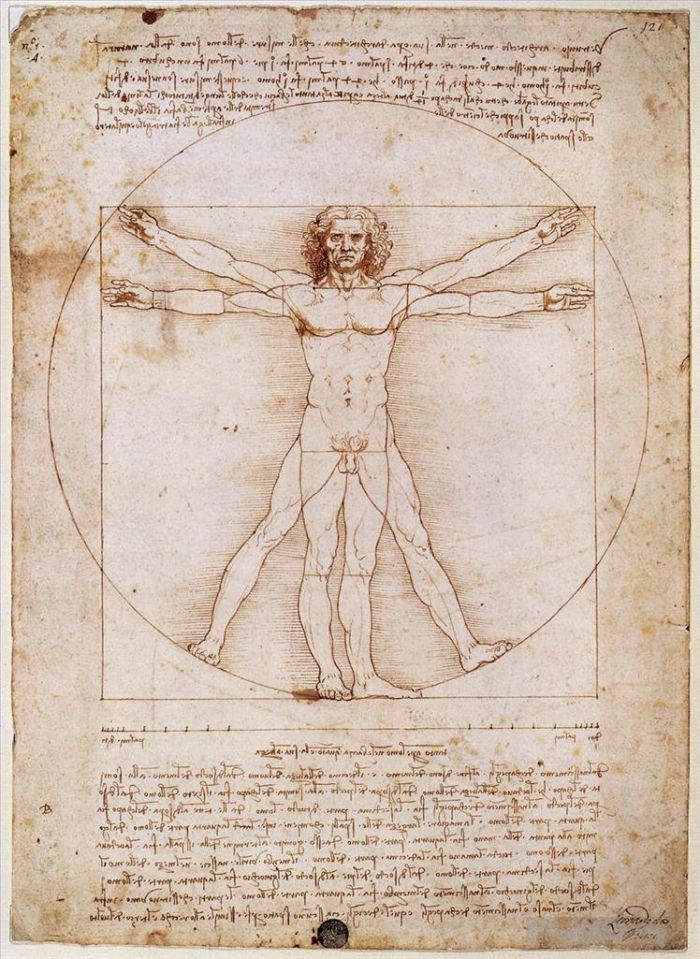 Léonard de Vinci Types de peintures - Homme de Vitruve