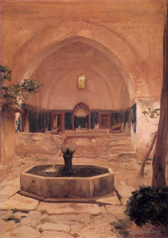 Frederic Leighton Peinture à l'huile - Cour d'une mosquée de Broussa 1867