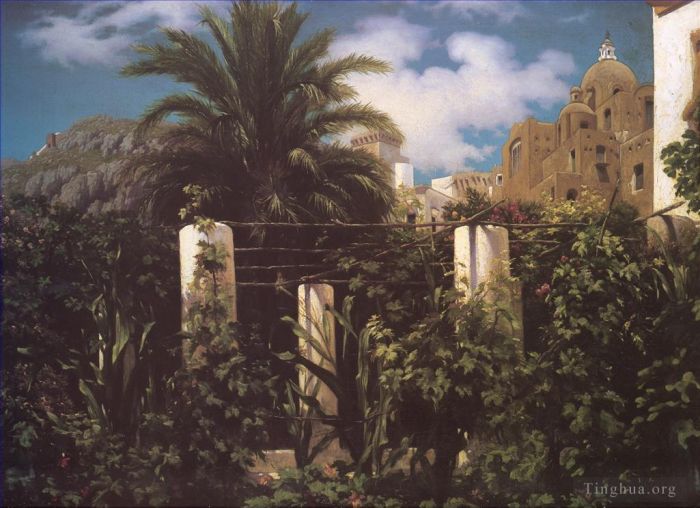 Frederic Leighton Peinture à l'huile - Jardin d'une auberge Capri