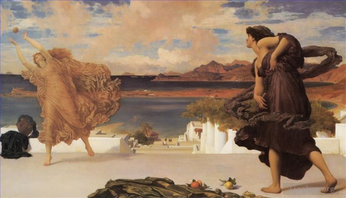 Frederic Leighton Peinture à l'huile - Filles grecques jouant au bal