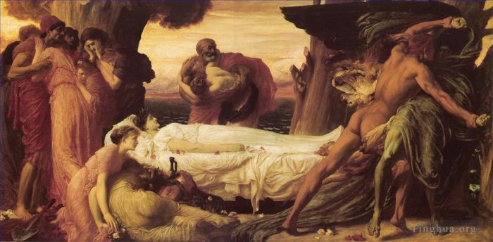 Frederic Leighton Peinture à l'huile - Hercule aux prises avec la mort
