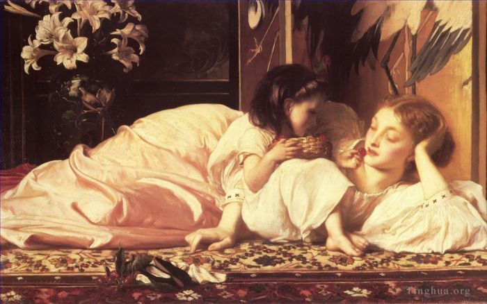 Frederic Leighton Peinture à l'huile - Mère et l'enfant