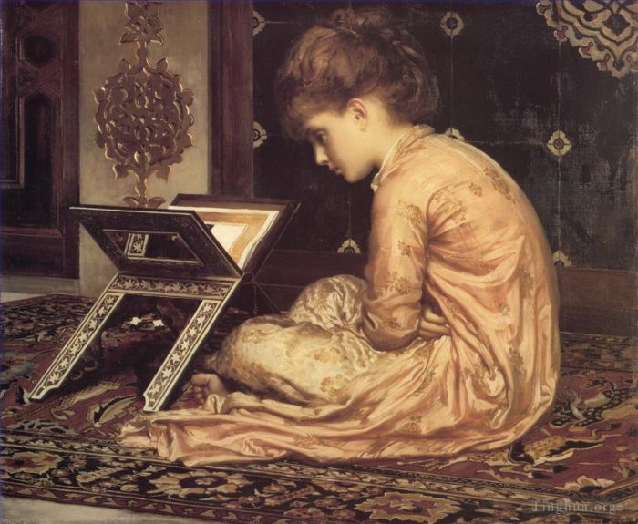 Frederic Leighton Peinture à l'huile - Étudier à un bureau de lecture