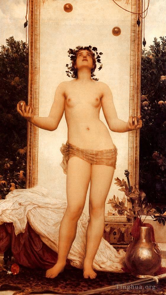Frederic Leighton Peinture à l'huile - La jeune fille antique qui jongle