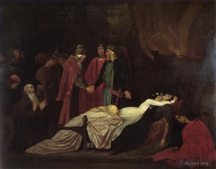Frederic Leighton Peinture à l'huile - La réconciliation des Montaigu et des Capulet
