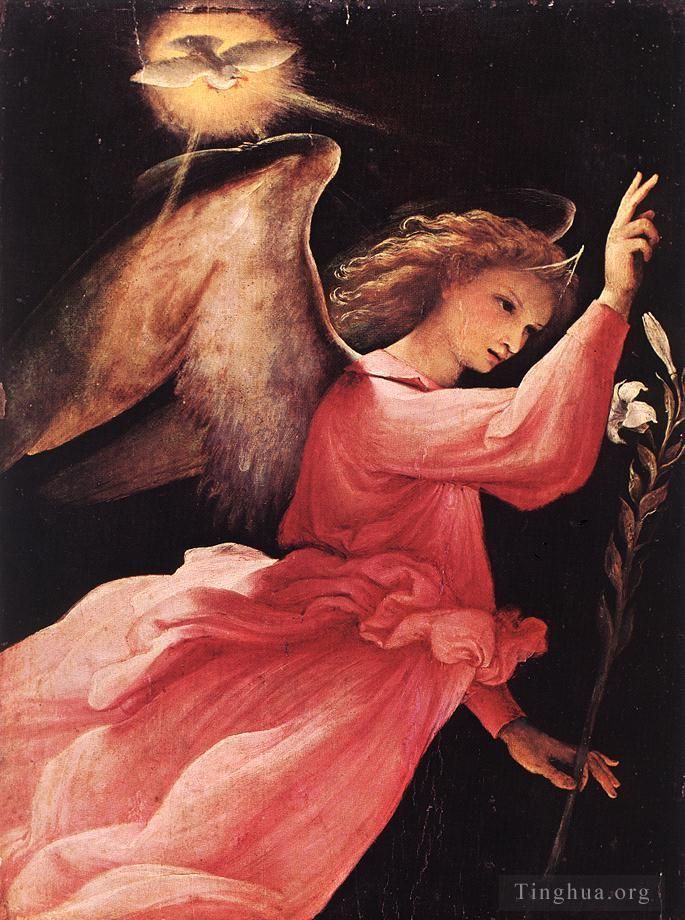 Lorenzo Lotto Peinture à l'huile - Ange annonçant 1527