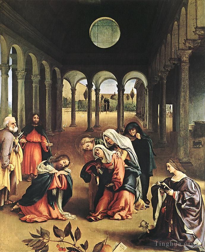 Lorenzo Lotto Peinture à l'huile - Le Christ prenant congé de sa Mère 1521