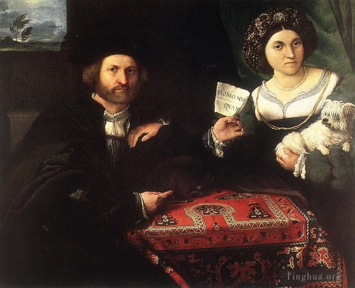 Lorenzo Lotto Peinture à l'huile - Mari et femme 1523