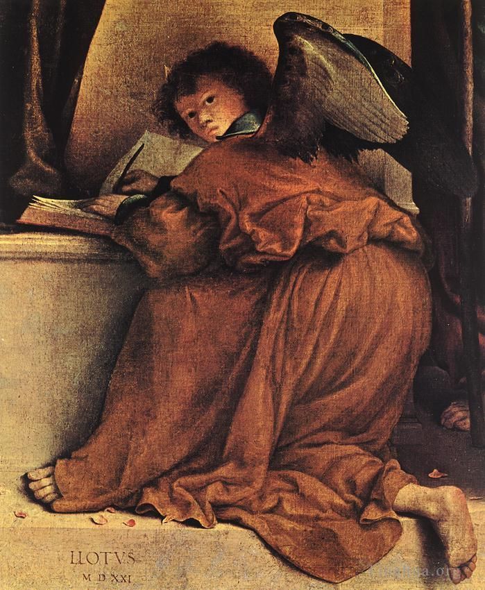 Lorenzo Lotto Peinture à l'huile - Vierge à l'Enfant avec les saints 1521détail1