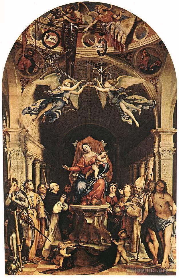 Lorenzo Lotto Peinture à l'huile - Vierge à l'Enfant et aux Saints 1516