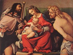 Lorenzo Lotto œuvres - Madone à l'Enfant et Sts Rock et Sebastian 1522
