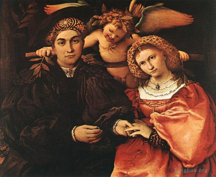 Lorenzo Lotto Peinture à l'huile - Messer Marsile et sa femme 1523