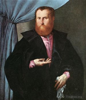 Lorenzo Lotto œuvres - Portrait d'un homme au manteau de soie noire 1535