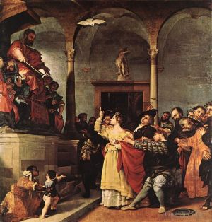 Lorenzo Lotto œuvres - Sainte Lucie devant le juge 1532